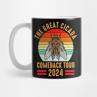 The Great Cicada Comeback Tour 2024 Vintage Background Mug